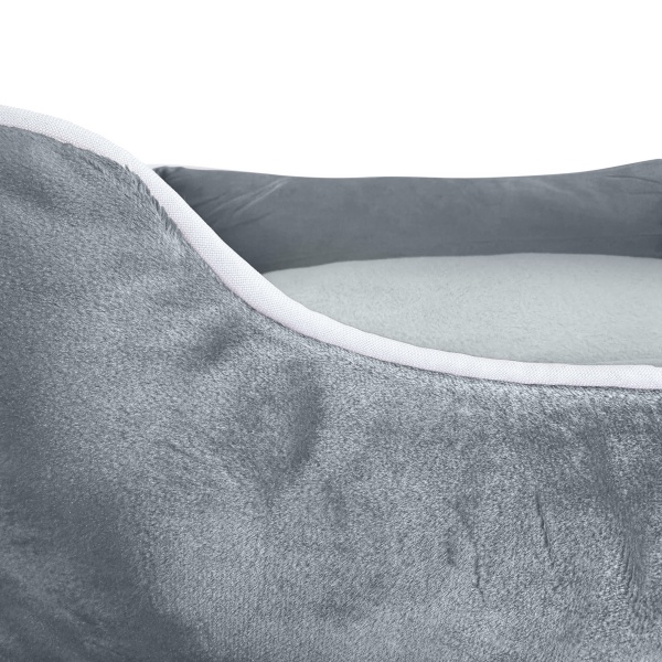 Luxe Grey Velvet Dog Bed